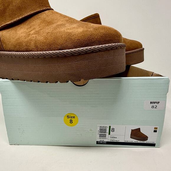 SO Classic Ultra Mini Platform Boots Womens 8 Slip On Faux Suede Chestnut S-1535 - Picture 15 of 15